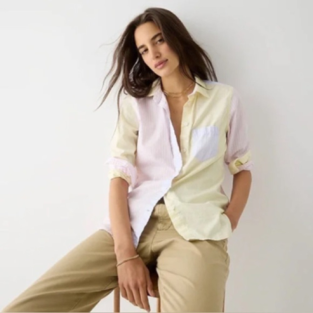 NWOT J.Crew Classic-fit cotton poplin shirt cocktail stripe 10